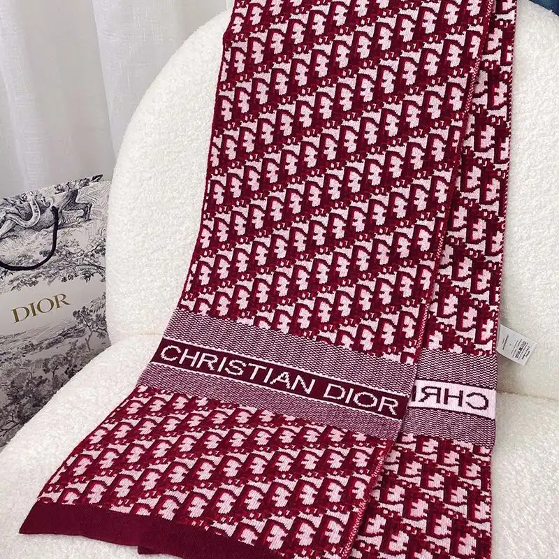 Cheap Hot Dior Scarf Oblique Motif Technical Cashmere Burgundy