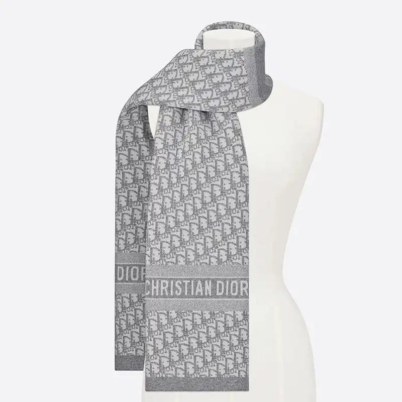 Affordable Hot Dior Scarf Oblique Motif Technical Cashmere Grey