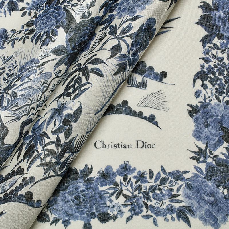 Dior Shawl Jardin d'Hiver Motif Cashmere and Silk Blue Hot Sale