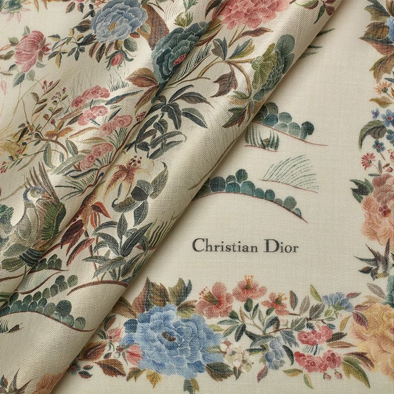 Dior Shawl Jardin d'Hiver Motif Cashmere and Silk White Hot Sale