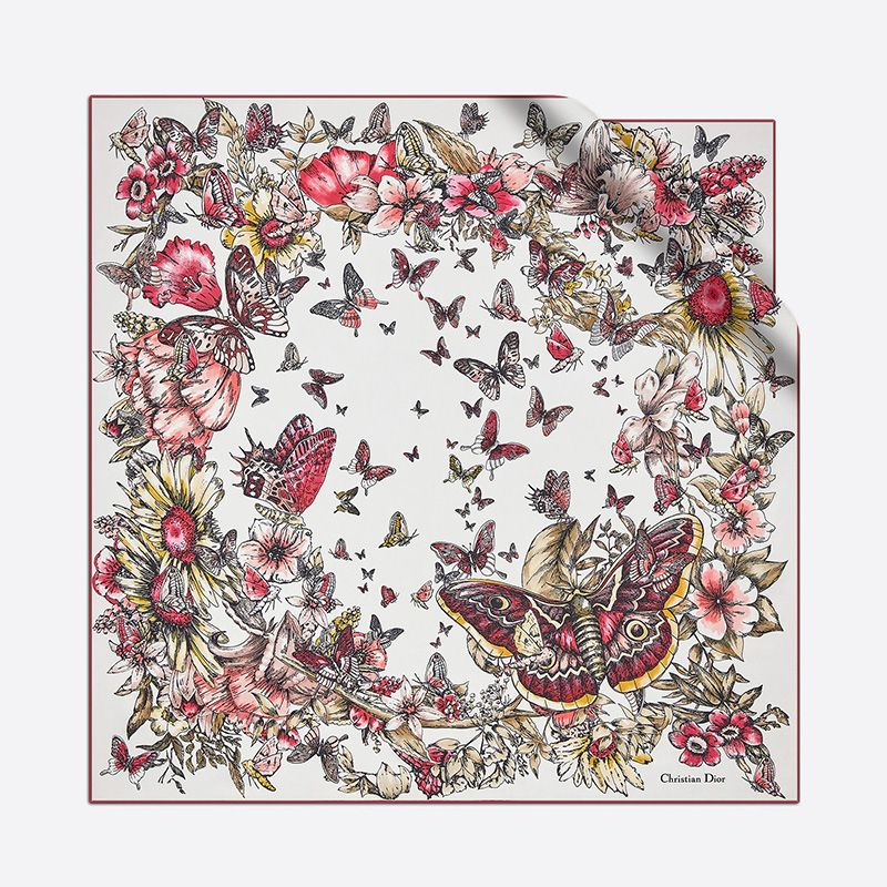 Hot Dior Square Scarf Le Jugement Motif Silk Red