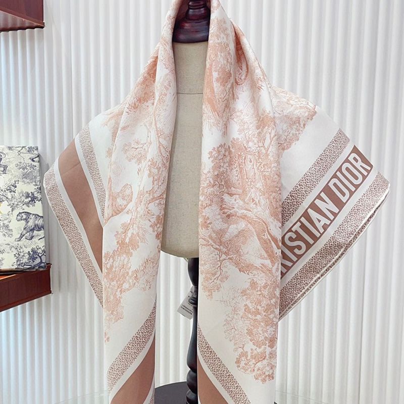 Hot Dior Square Scarf Toile de Jouy Sauvage Motif Silk Cherry