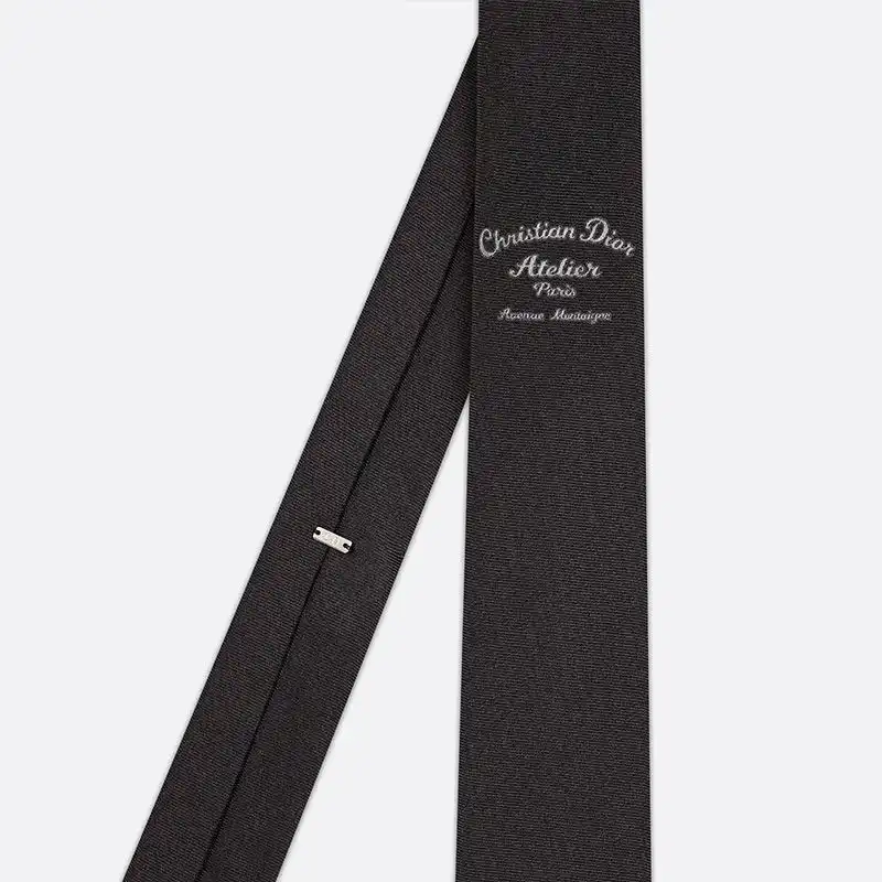 Cheap Hot Dior Tie Christian Dior Atelier Motif Silk Black