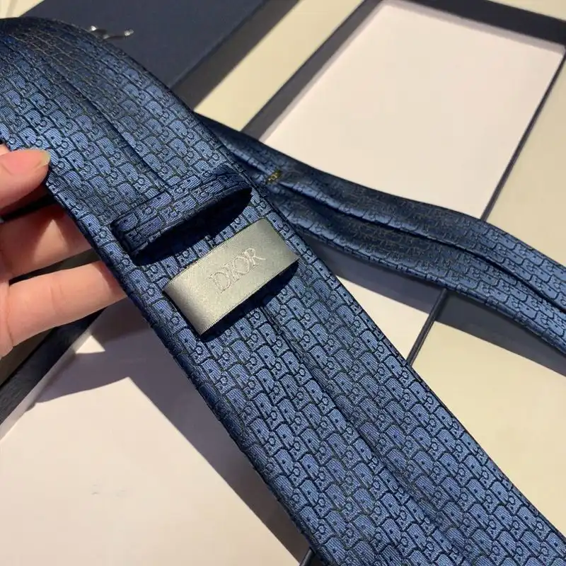 Cheap Hot Dior Tie Oblique Motif Silk Blue