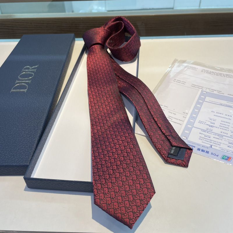 Dior Tie Oblique Motif Silk Red Hot Sale