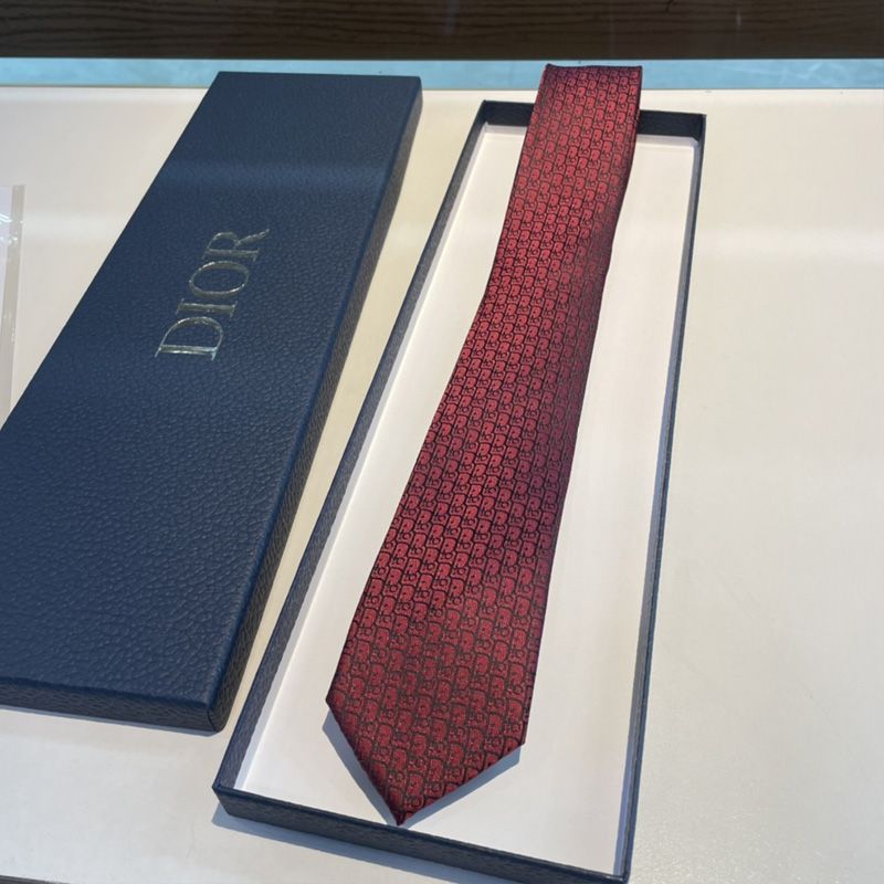 Hot Dior Tie Oblique Motif Silk Red