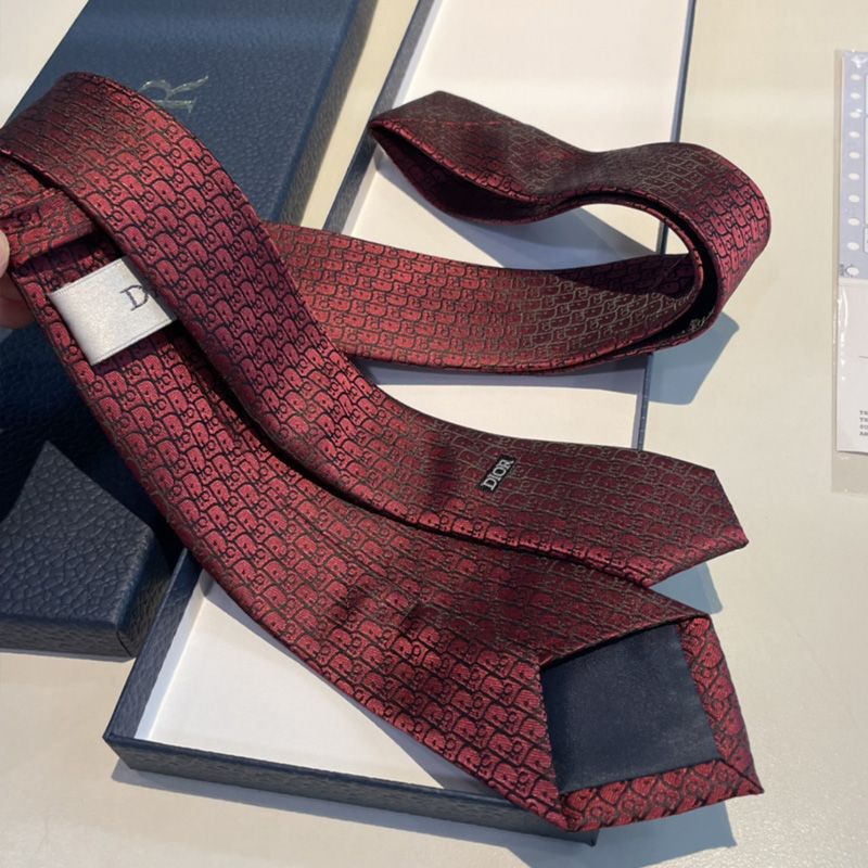 Hot Dior Tie Oblique Motif Silk Red