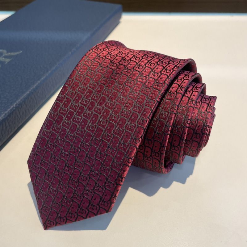 Hot Dior Tie Oblique Motif Silk Red