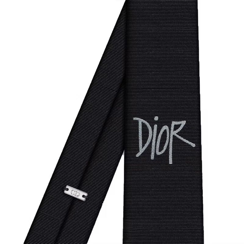 Dior Tie Shawn Logo Motif Silk Black Hot Sale