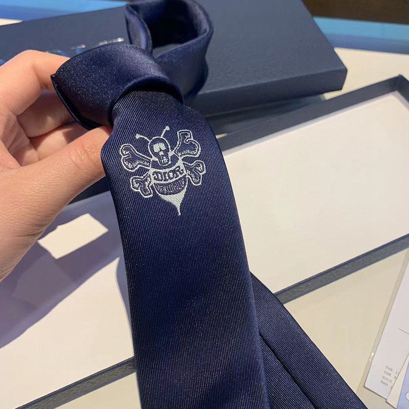 Dior Tie Shawn Bee Motif Silk Navy Blue Hot Sale