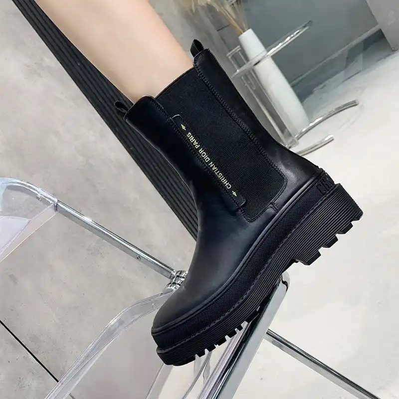 Affordable Hot Dior Trial Ankle Boots Women Calfskin Black