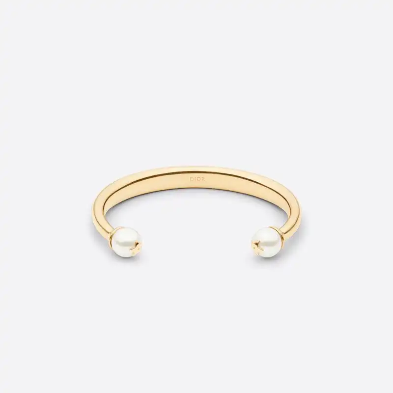 Cheap Hot Dior Tribales Bangle Metal and Pearls Gold