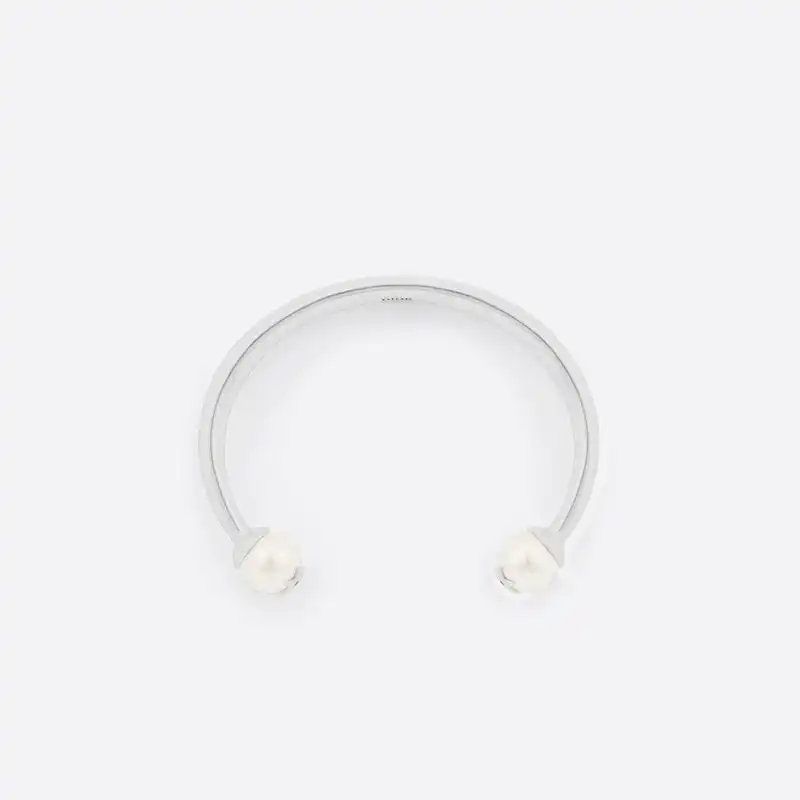 Cheap Hot Dior Tribales Bangle Metal and Pearls Silver