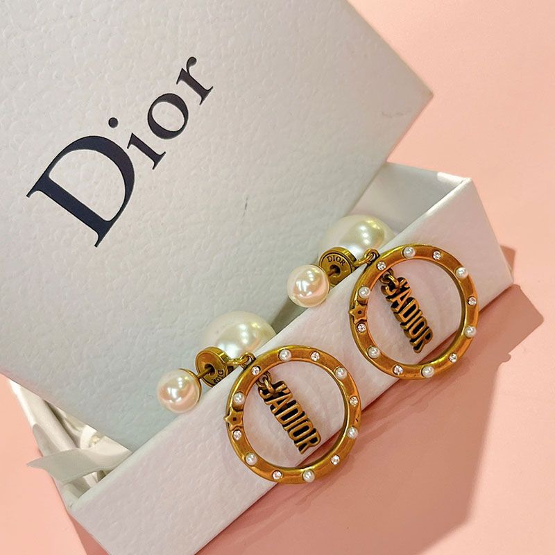 Dior Tribales Earrings Antique J'ADIOR, White Resin Pearls And Silver Crystals Gold Hot Sale