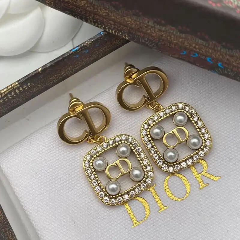 Hot Dior Tribales Earrings Gold-finish Metal, White Resin Pearls And White Crystals Gold