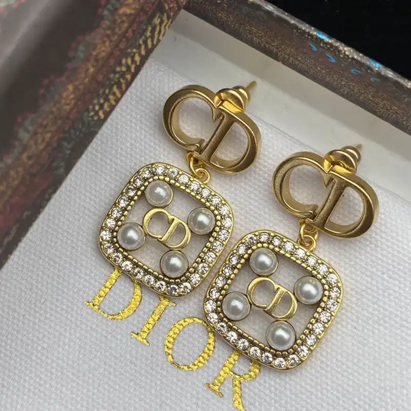 Affordable Hot Dior Tribales Earrings Gold-finish Metal, White Resin Pearls And White Crystals Gold