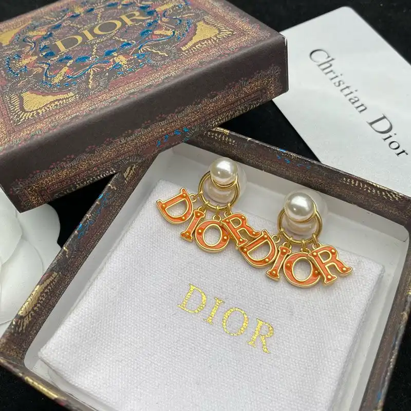 Affordable Hot Dior Tribales Earrings Metal, Orange Transparent Resin And White Resin Pearl Gold