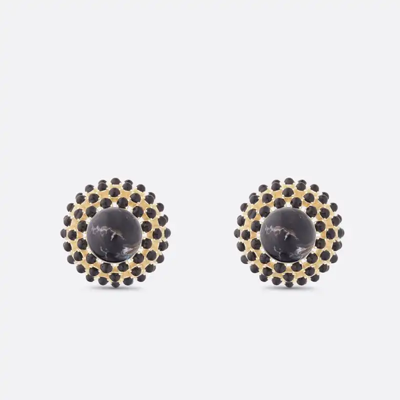 Affordable Hot Dior Tribales Earrings Metal and Stone-Effect Pearls Gold Black