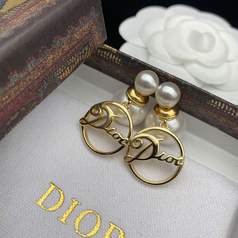 Dior Tribales Earrings Gold-Finish Metal And White Resin Pearls Gold Hot Sale