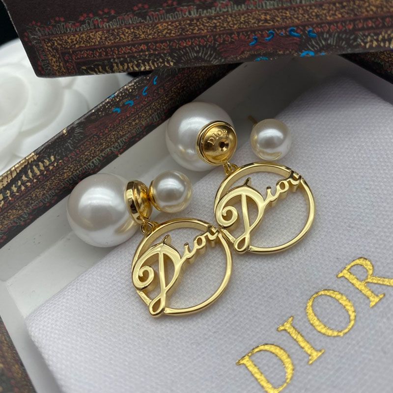 Dior Tribales Earrings Gold-Finish Metal And White Resin Pearls Gold Hot Sale