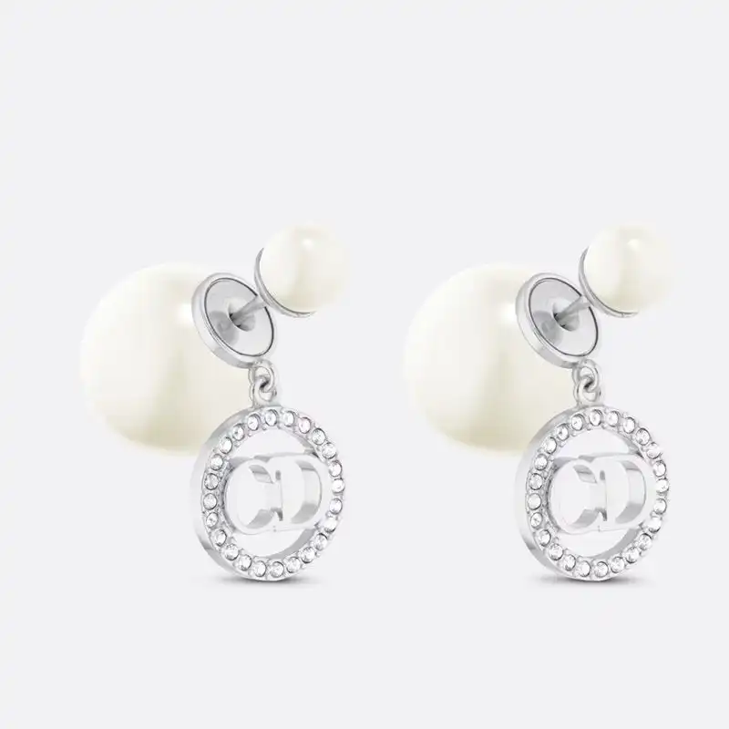 Hot Dior Tribales Earrings Metal, Pearls and Crystals Silver