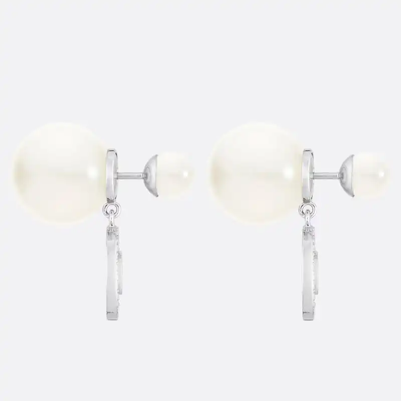 Affordable Hot Dior Tribales Earrings Metal, Pearls and Crystals Silver