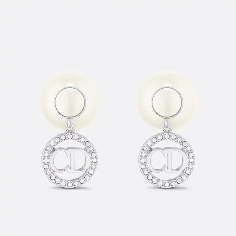 Affordable Hot Dior Tribales Earrings Metal, Pearls and Crystals Silver