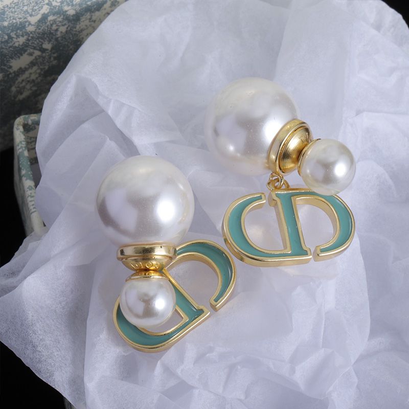 Dior Tribales Earrings Metal, Pearls and Lacquer Gold Green Hot Sale