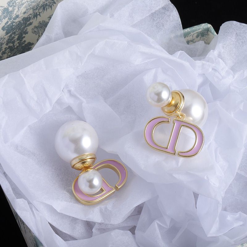 Hot Dior Tribales Earrings Metal, Pearls and Lacquer Gold Purple