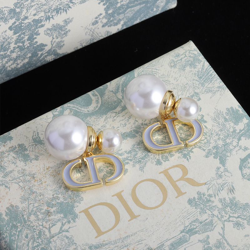 Hot Dior Tribales Earrings Metal, Pearls and Lacquer Gold White