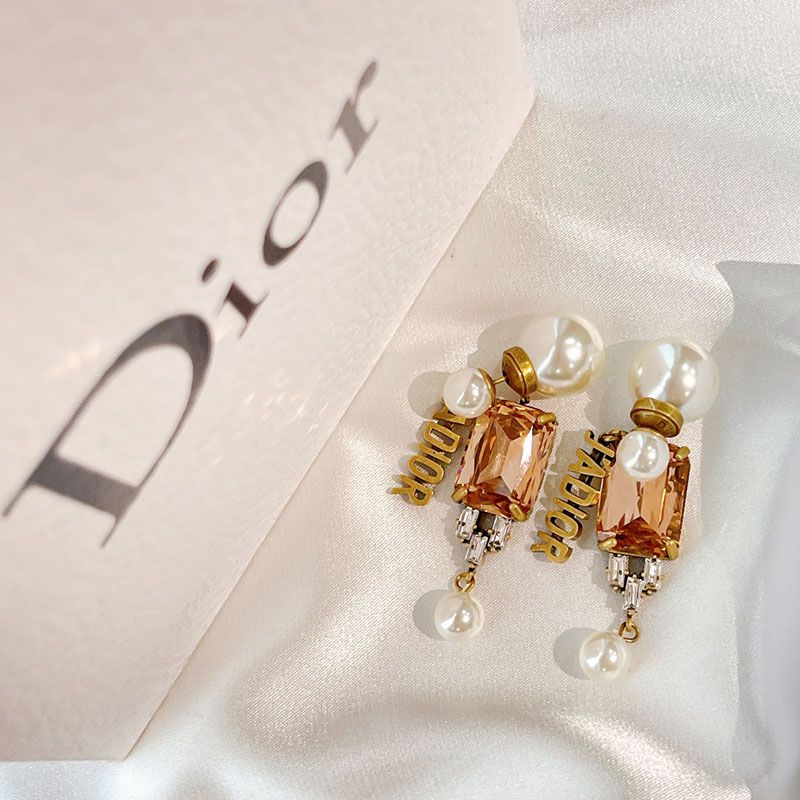 Dior Tribales Earrings Metal, White Resin Pearls And Crystals Brown Hot Sale