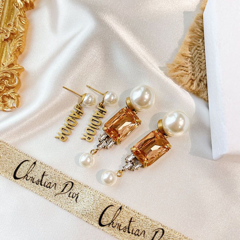 Dior Tribales Earrings Metal, White Resin Pearls And Crystals Brown Hot Sale