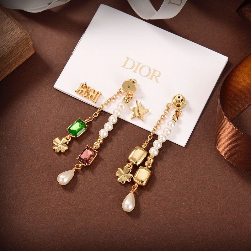 Dior Tribales Earrings Metal, White Resin Pearls And Glass Crystals Gold Hot Sale