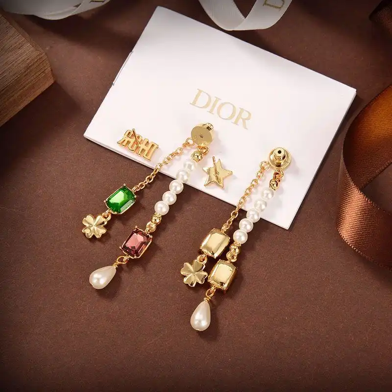 Cheap Hot Dior Tribales Earrings Metal, White Resin Pearls And Glass Crystals Gold