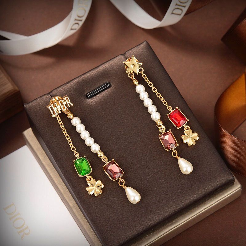 Dior Tribales Earrings Metal, White Resin Pearls And Glass Crystals Gold Hot Sale