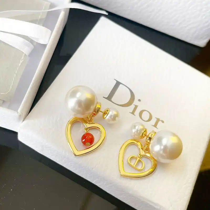 Hot Dior Tribales Earrings Metal, White Resin Pearls And A Red Glass Pearl Gold