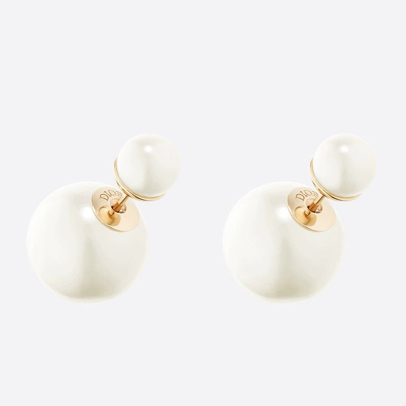 Dior Tribales Earrings Metal and White Resin Pearls Gold Hot Sale