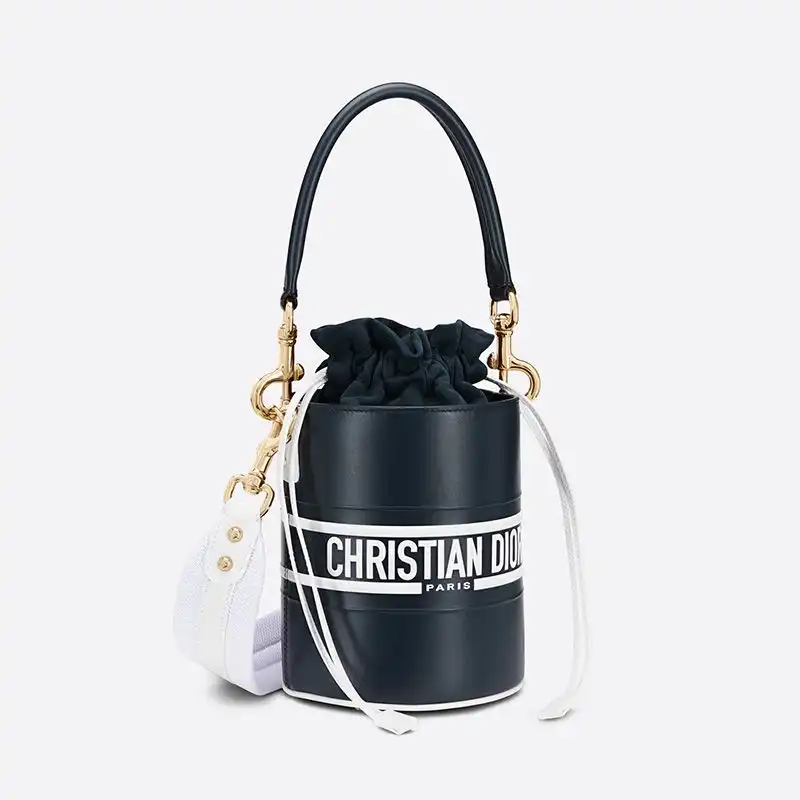 Cheap Small Dior Vibe Bucket Bag Smooth Calfskin Blue