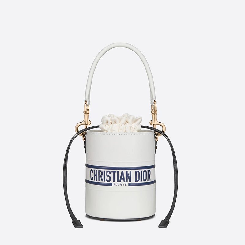 Hot Small Dior Vibe Bucket Bag Smooth Calfskin White