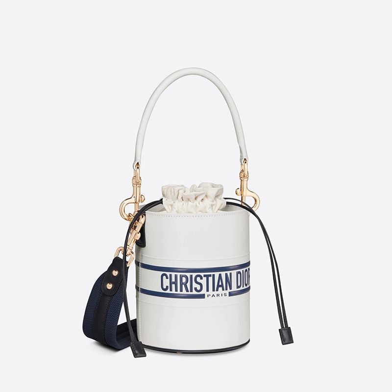 Small Dior Vibe Bucket Bag Smooth Calfskin White Hot Sale