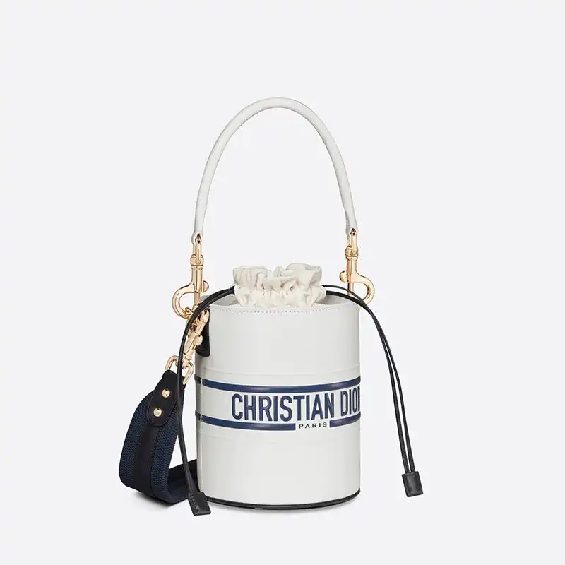 Cheap Small Dior Vibe Bucket Bag Smooth Calfskin White