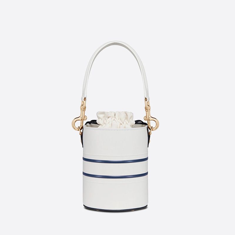 Small Dior Vibe Bucket Bag Smooth Calfskin White Hot Sale