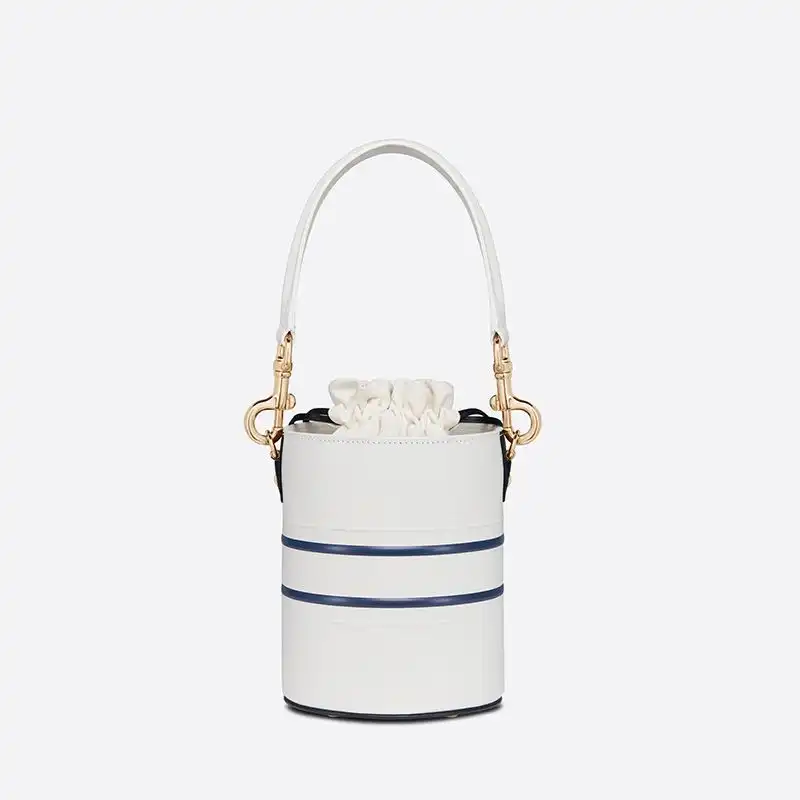 Cheap Small Dior Vibe Bucket Bag Smooth Calfskin White