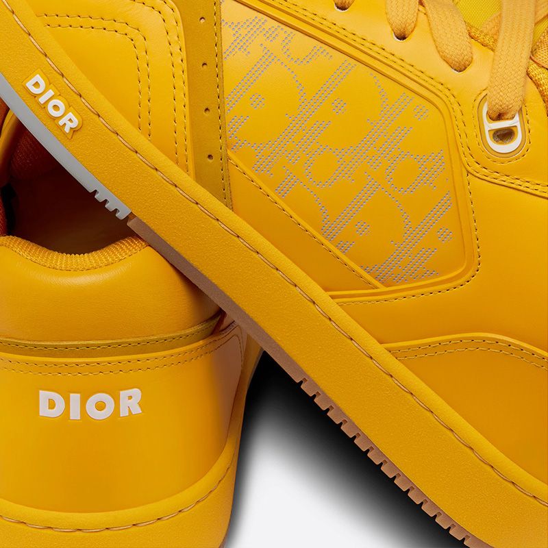 Hot Dior B27 Sneakers Unisex World Tour Onlique Galaxy Calfskin and Suede Yellow