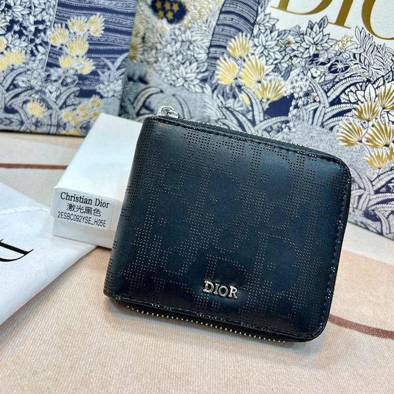 Dior Zipped Wallet Oblique Galaxy Leather Black Hot Sale