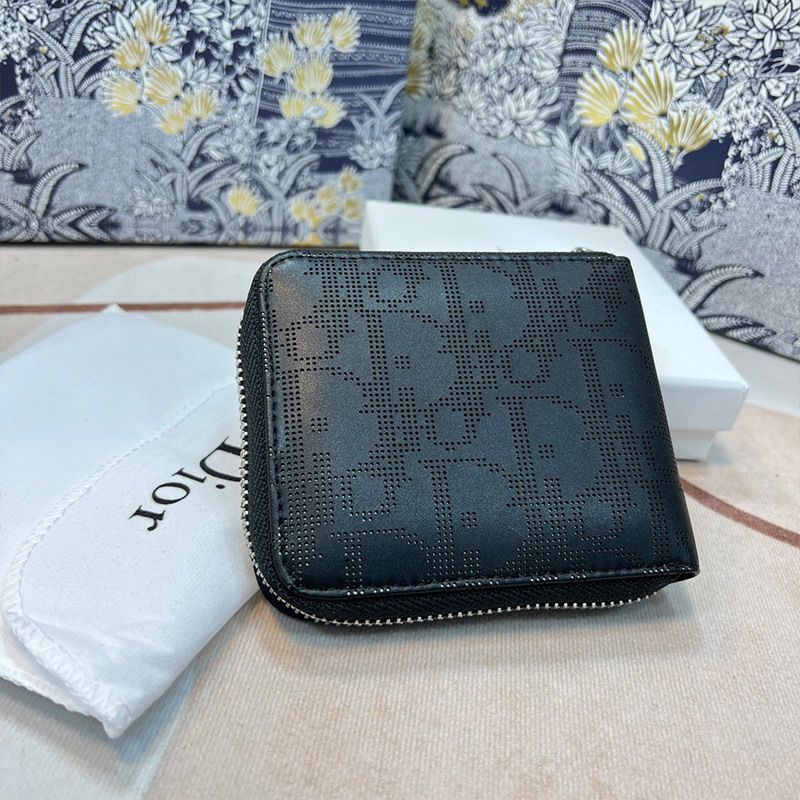 Dior Zipped Wallet Oblique Galaxy Leather Black Hot Sale