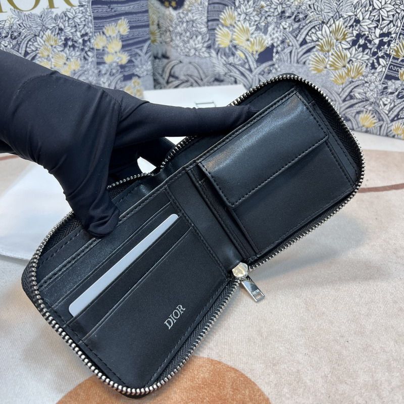 Dior Zipped Wallet Oblique Galaxy Leather Black Hot Sale