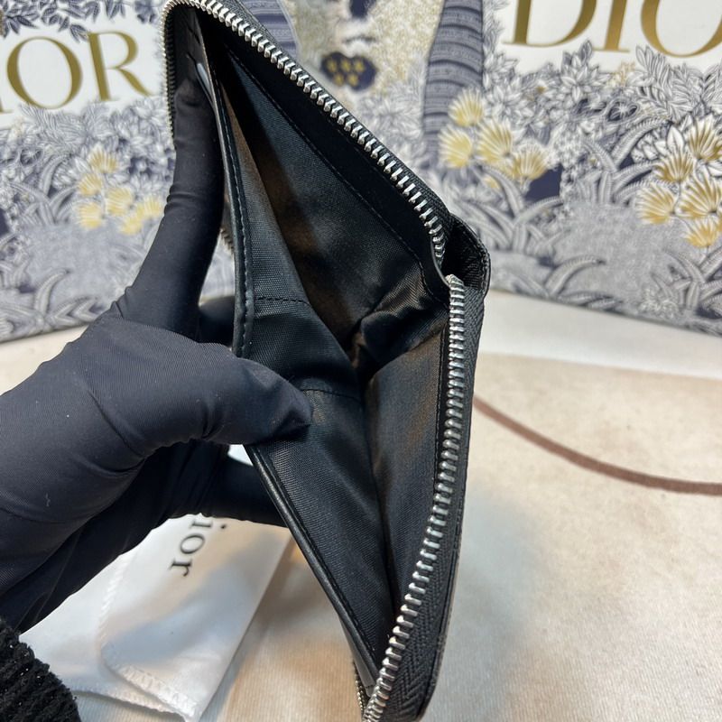 Dior Zipped Wallet Oblique Galaxy Leather Black Hot Sale