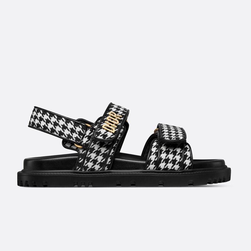 Hot DiorAct Sandals Women Micro Houndstooth Motif Technical Fabric Black