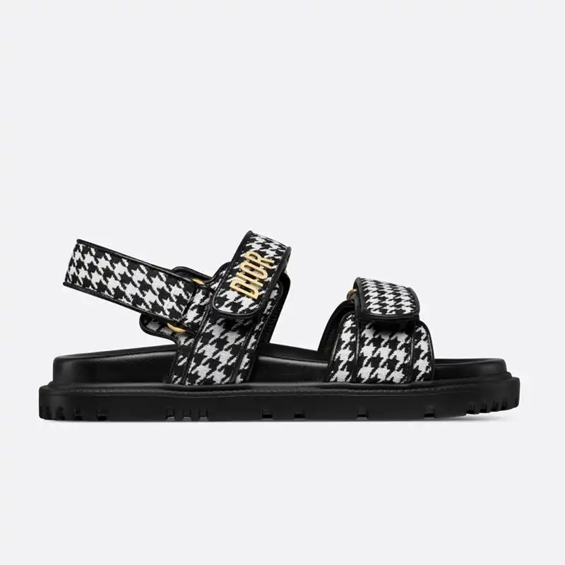 Affordable Hot DiorAct Sandals Women Micro Houndstooth Motif Technical Fabric Black